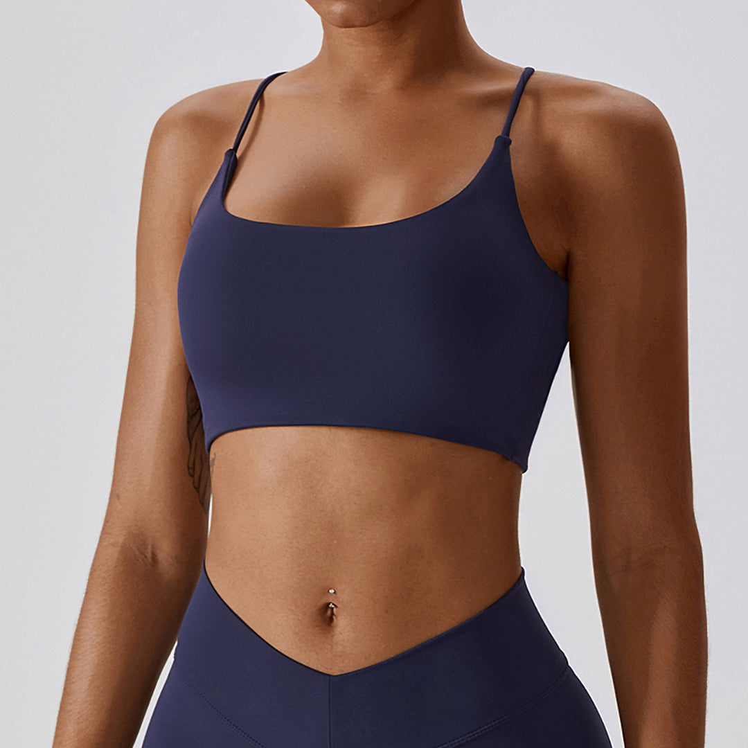 Soutien-gorge de sport croisé dos 3/4 uni