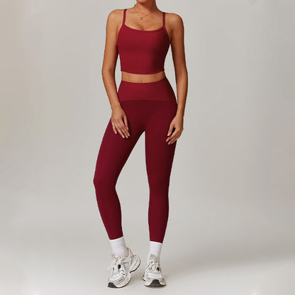 Fitness Thin straps Top & High-waisted Leggings 2-pieces Set