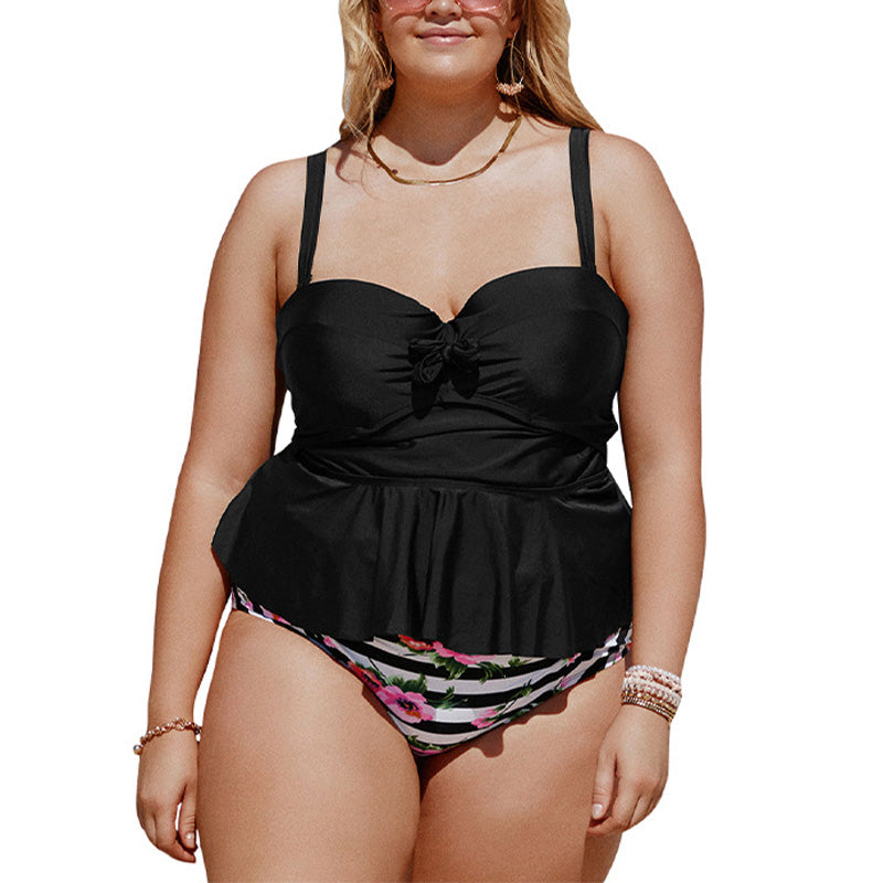 Oversized printed sexy and slimming split swimsuit