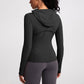 Hooded zipper running fitness track jacket