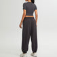 short sleeve crop top + Elastic Leg Sweatpants 2-piece Set