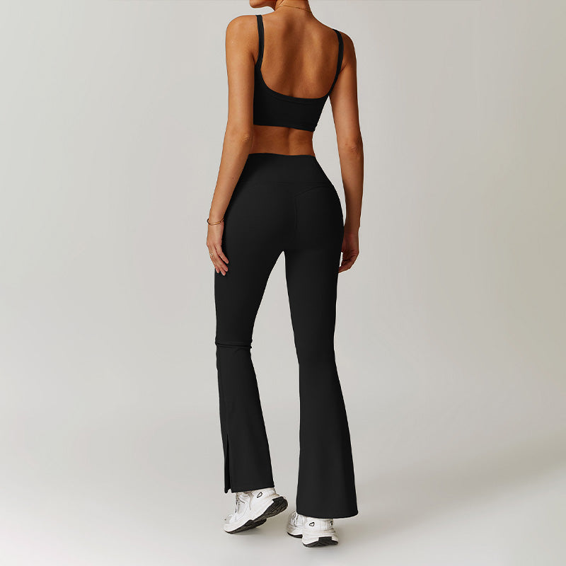 Ultra-Soft Thin Straps Sports Bra + Flared Leg Pants Set