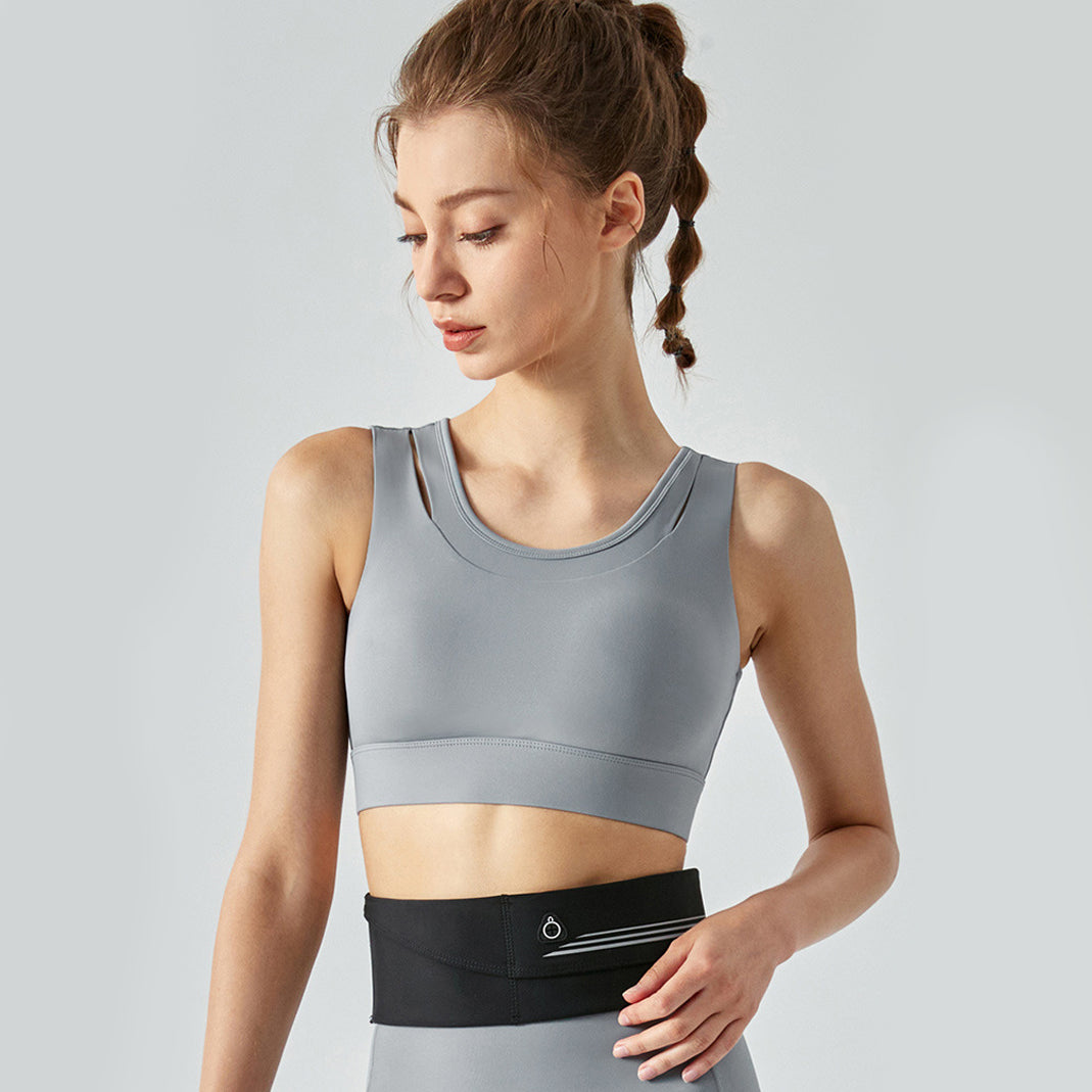 Fake two pieces shockproof sports bra