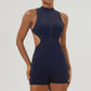 Ultra-soft Half Zipper One-Piece Backless Fitness Jumpsuits