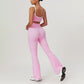 Ultra-Soft Thin Straps Yoga Bra + Flared Leg Pants 2-piece Set