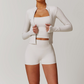 Long Sleeve Full Zipper Fitness jacket + High waist shorts 2-piece set