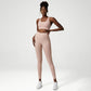 Back crossover solid sports bra + pants two-piece set