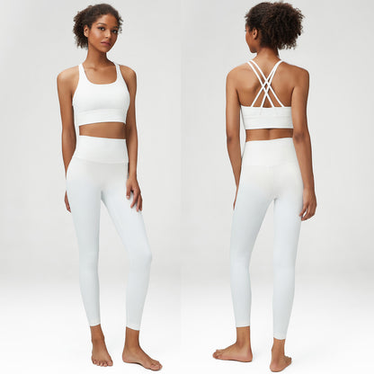 Back cross sport bra + leggings two-piece set