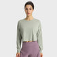 Paneled U Neck Cropped Track Top