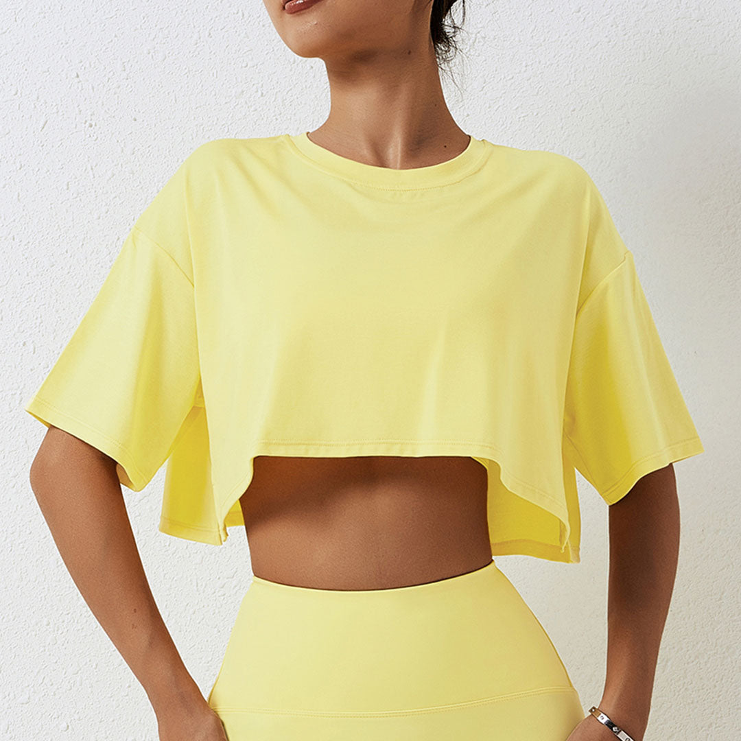 Solid color casual sports cropped top