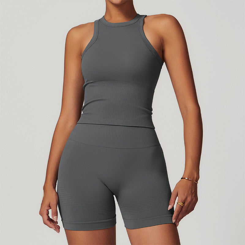 Seamless Racerback Sports Tank Top + Short Set