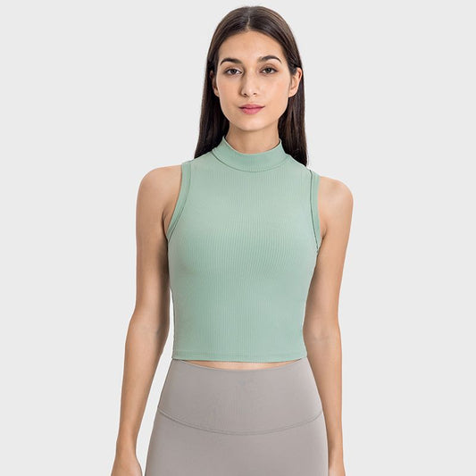 High-neck yoga moisture-wicking sports tank tops