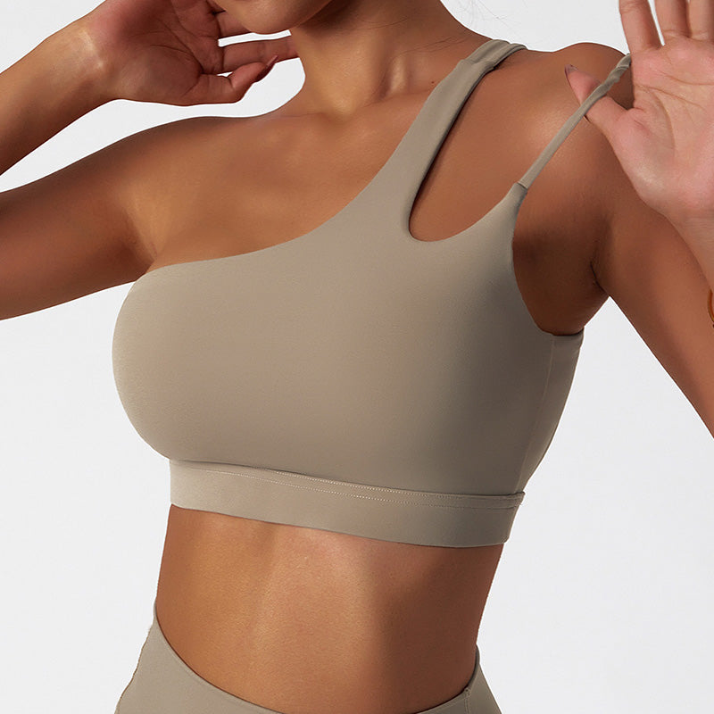 Quick-dry Irregular one shoulder sports top