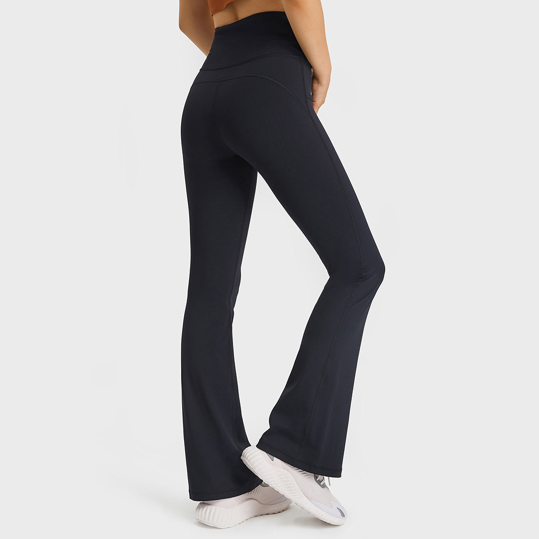 Solid color high waist casual bootcut pants