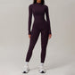 autumn and winter Stand Collar Half Zipper Fitness Jumpsuits