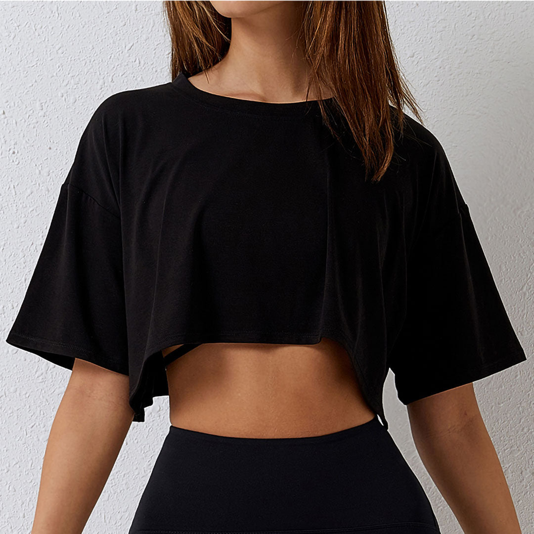 Solid color casual sports cropped top