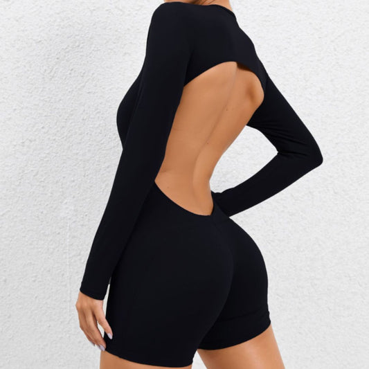 Backless long sleeves high elastic jumpsuit