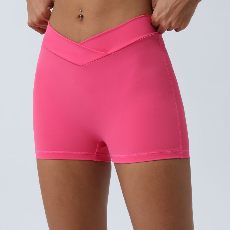 Running Fitness Crossover V Waist Athletic Shorts