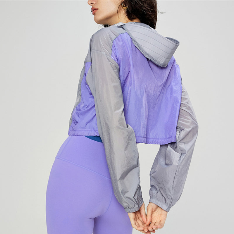 New loose hooded drawstring light yoga jackets