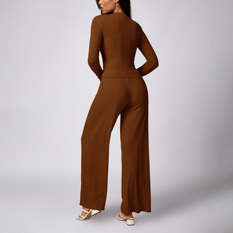 Crewneck skinny long-sleeved top & pants sets