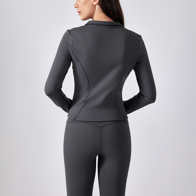 Stand Collar Long Sleeve Full Zipper Yoga Jacket