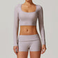 Ultra-soft Thread Lace Top + High-Waisted Shorts Yoga 2 Pieces Set