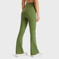 Solid color high waist casual bootcut pants