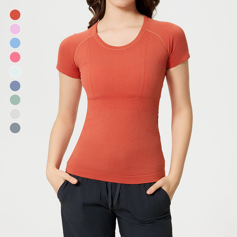 Round neck slim fit breathable top T-shirt