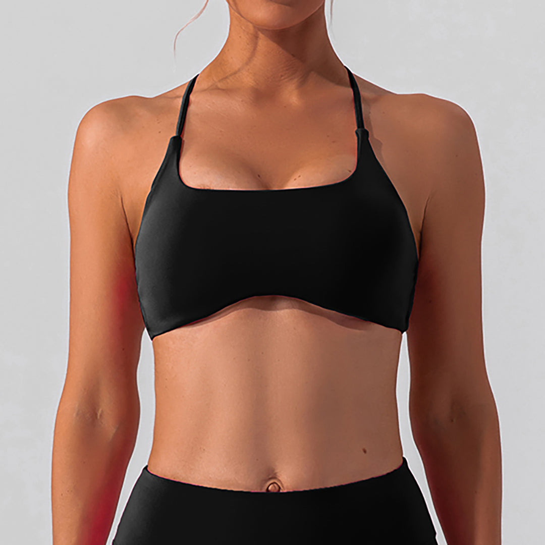 Back crossed thin shoulder strap yoga training bra