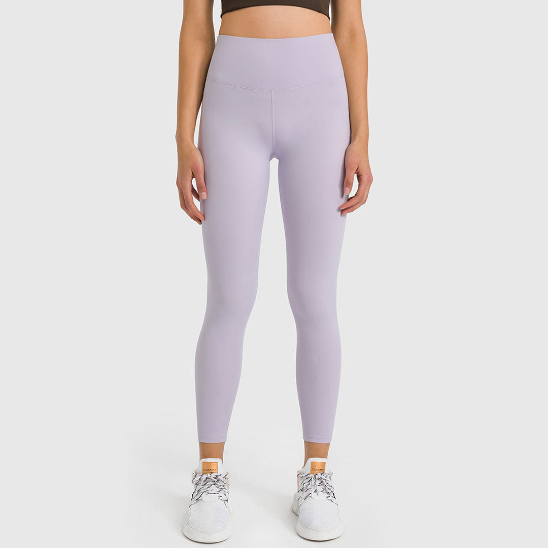 Legging de yoga extensible brossé de couleur unie