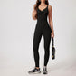 Brushed Full zipper Sleeveless sports jumpsuits