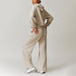 Casual Sports Hoodie Sweatshirts And Straight Leg Sweatpants Set