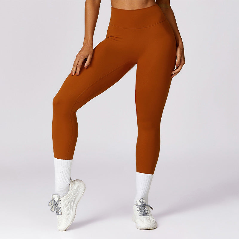 Solid high-waisted hip-lifting athletic leggings