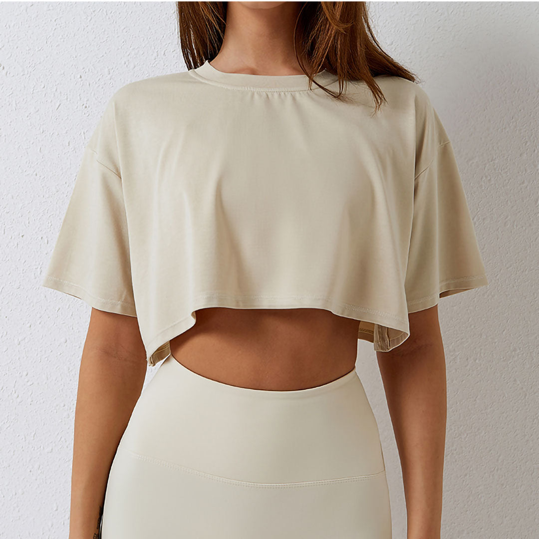Solid color casual sports cropped top