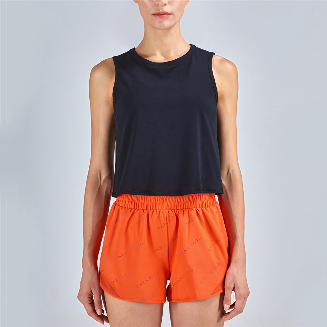 Solid color cropped sports tank tops