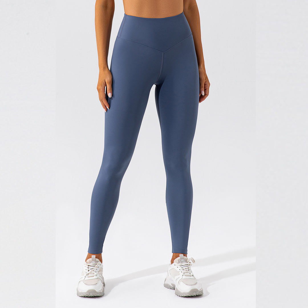 Solid color stretch sports leggings