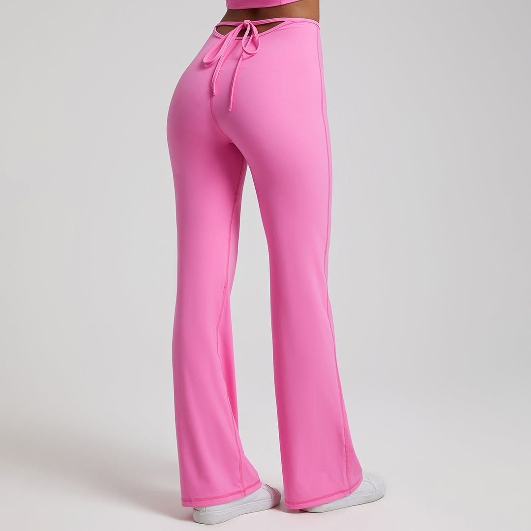 High stretch solid color sports flared pants