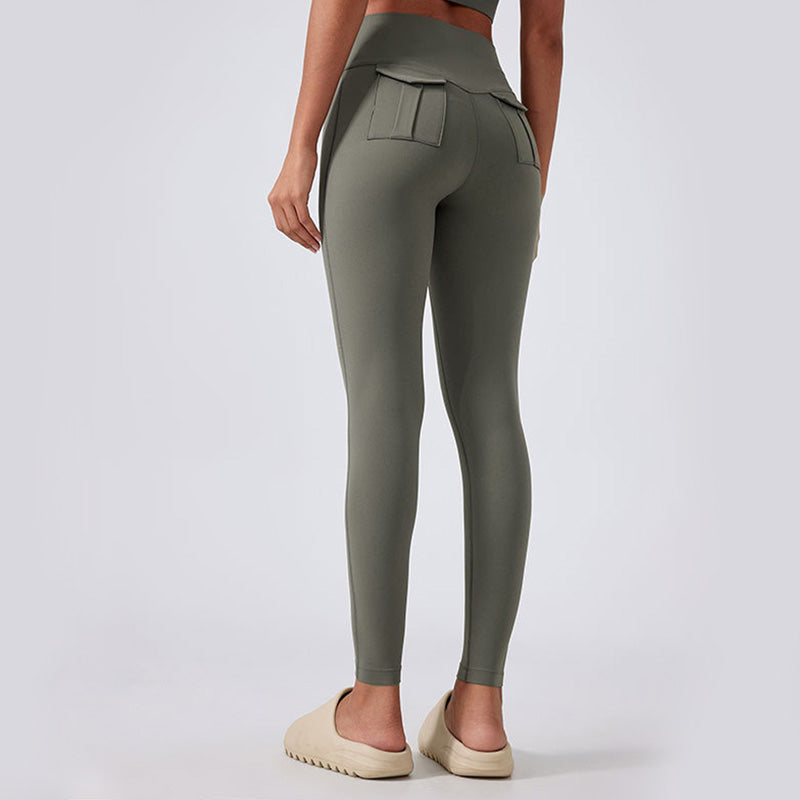 high waist and snug fit yoga leggings with Cargo Pockets