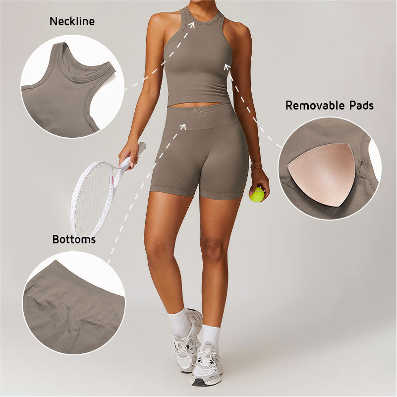 Seamless Racerback Sports Tank Top + Short Set