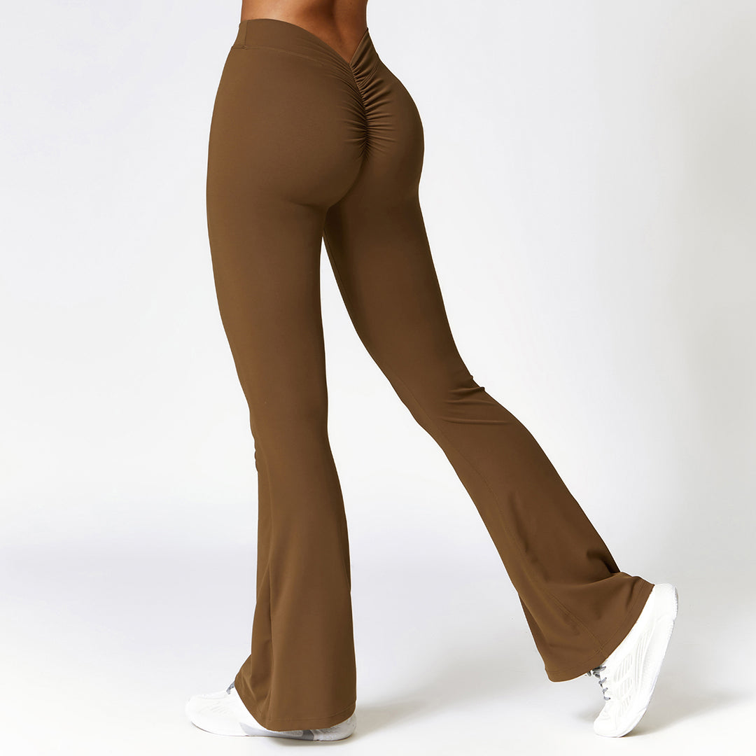 Buttock lift yoga exercise wide leg flared pants