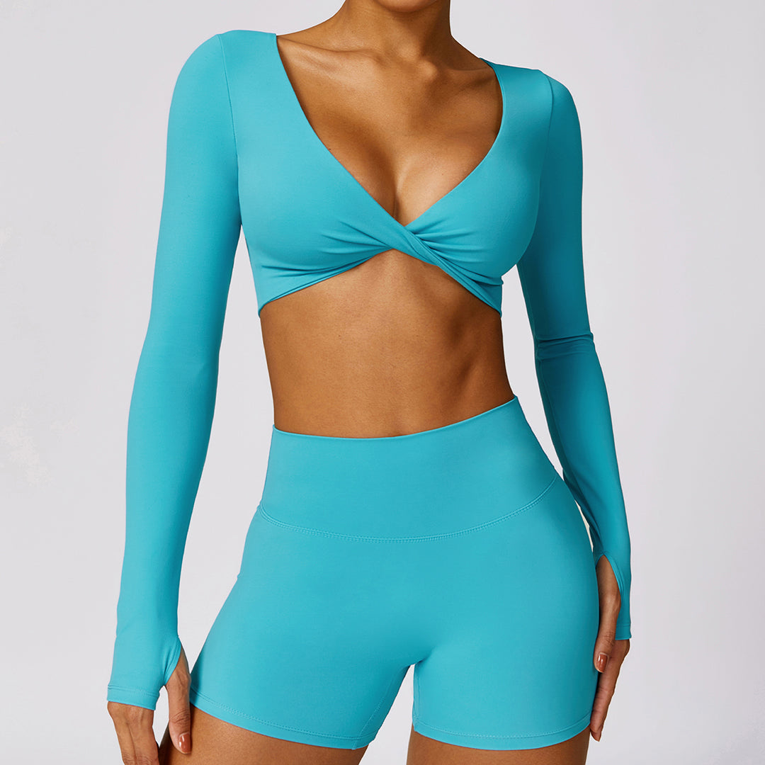 Quick-drying tight-fitting long-sleeved yoga bra