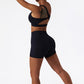 Quick-dry one shoulder sports bra + High waist shorts 2-piece set