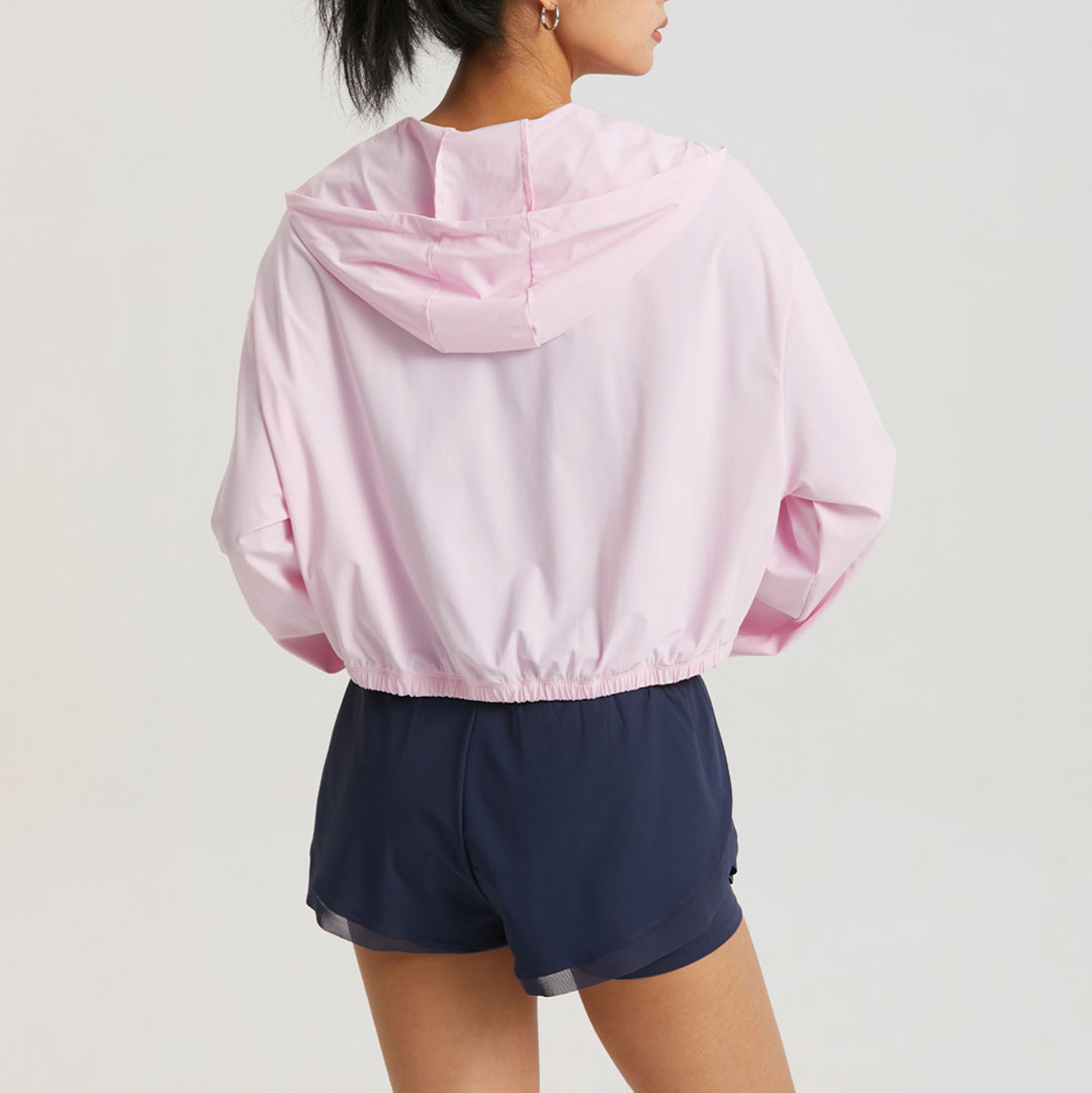 Lightweight zip-up hooded track jacket