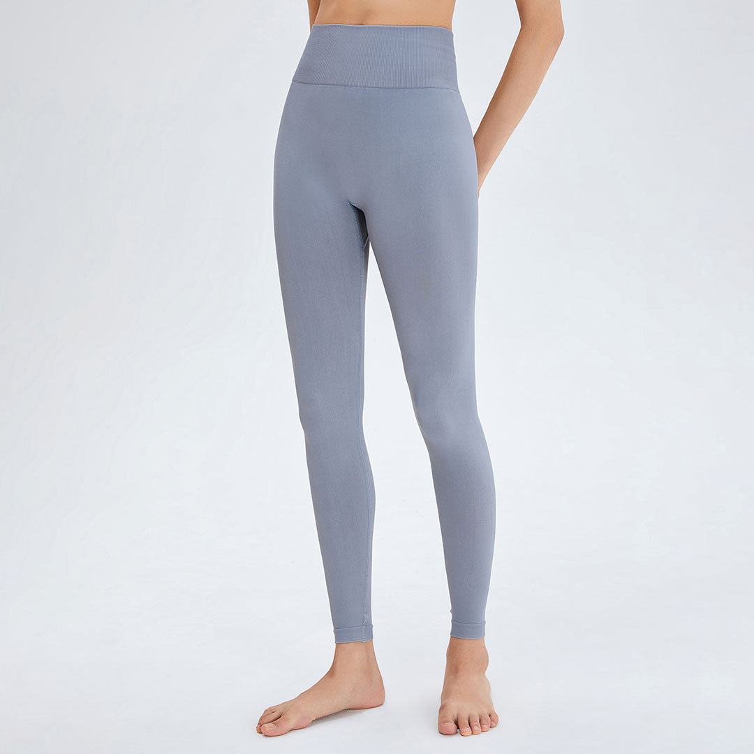 Legging de sport taille haute de couleur unie