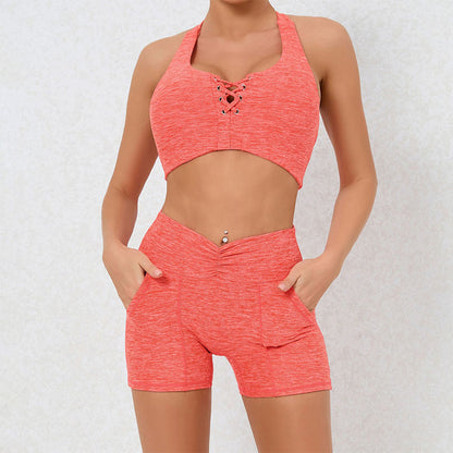 Quick-drying strap-on fitness skinny athletic set