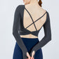 Casual Open Back Cropped Track Top