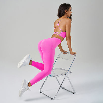 Thin Straps Sports Cross Back Yoga Vest + Legging 2-Piece Set