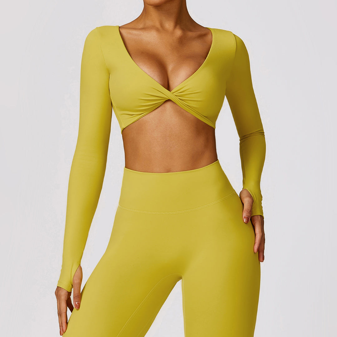 Quick-drying tight-fitting long-sleeved yoga bra