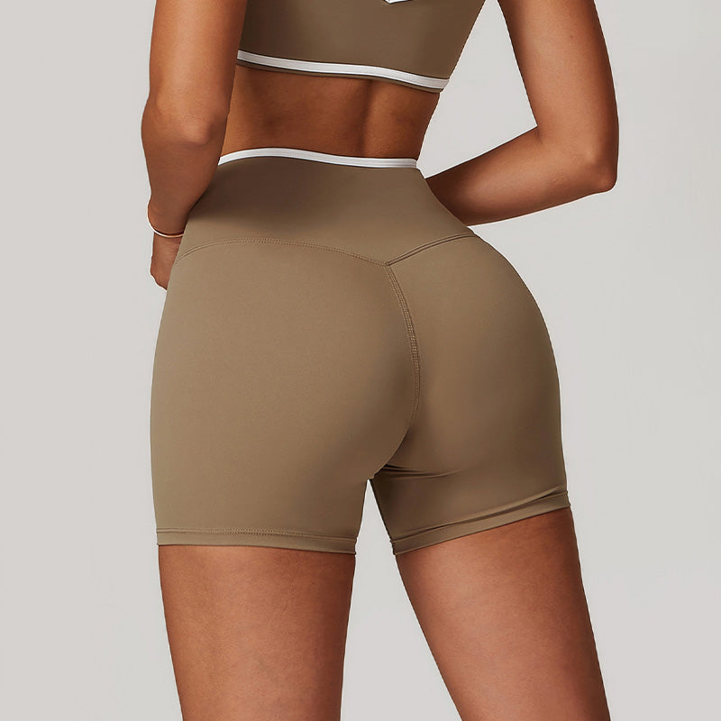 Crossover high-waisted sports shorts