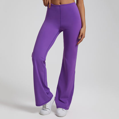 High stretch solid color sports flared pants